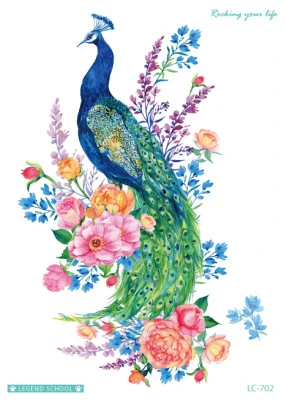 Peacock among flowers
